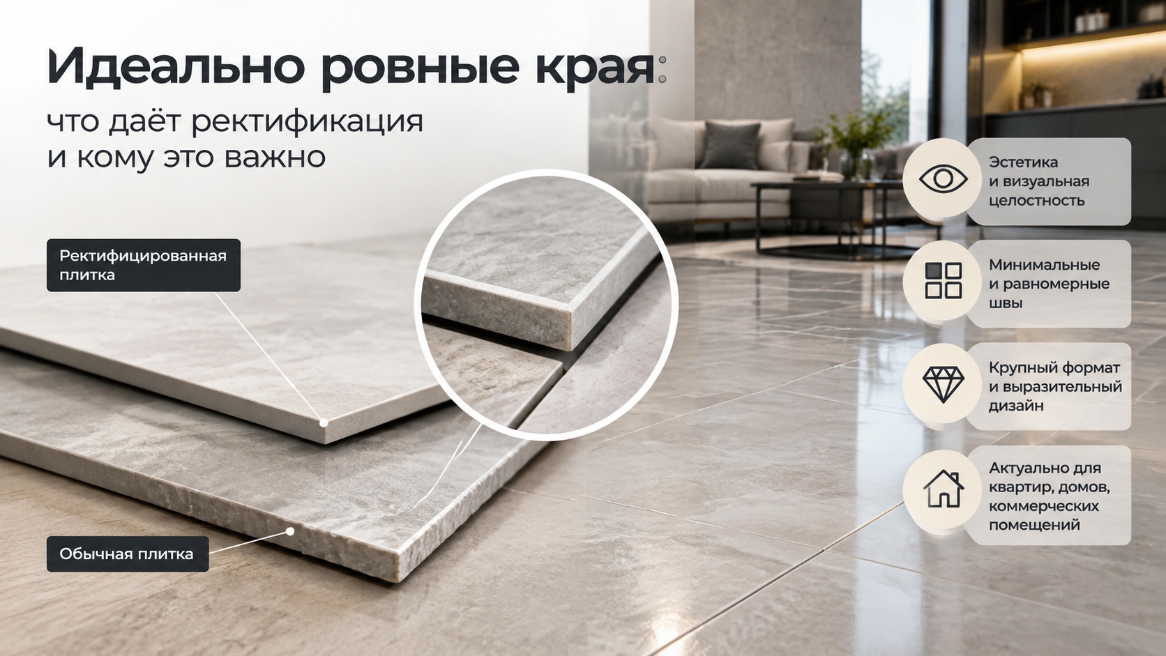 Идеально ровные края: что даёт ректификация плитки и кому это важно